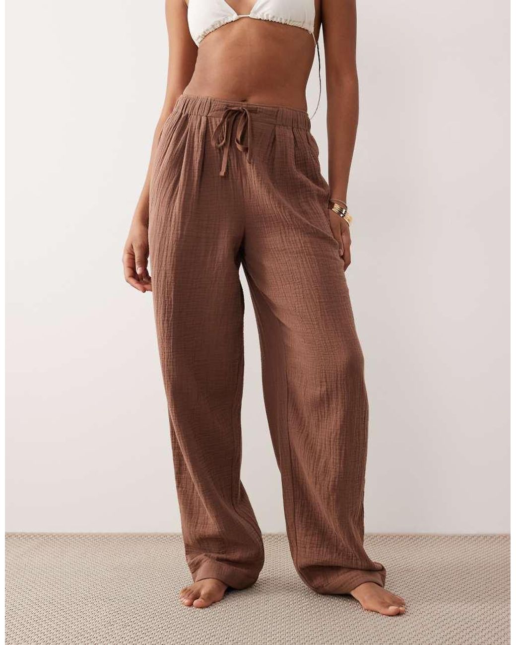 ASOS White Asos Design Tall Callie Cheesecloth Beach Balloon Trouser