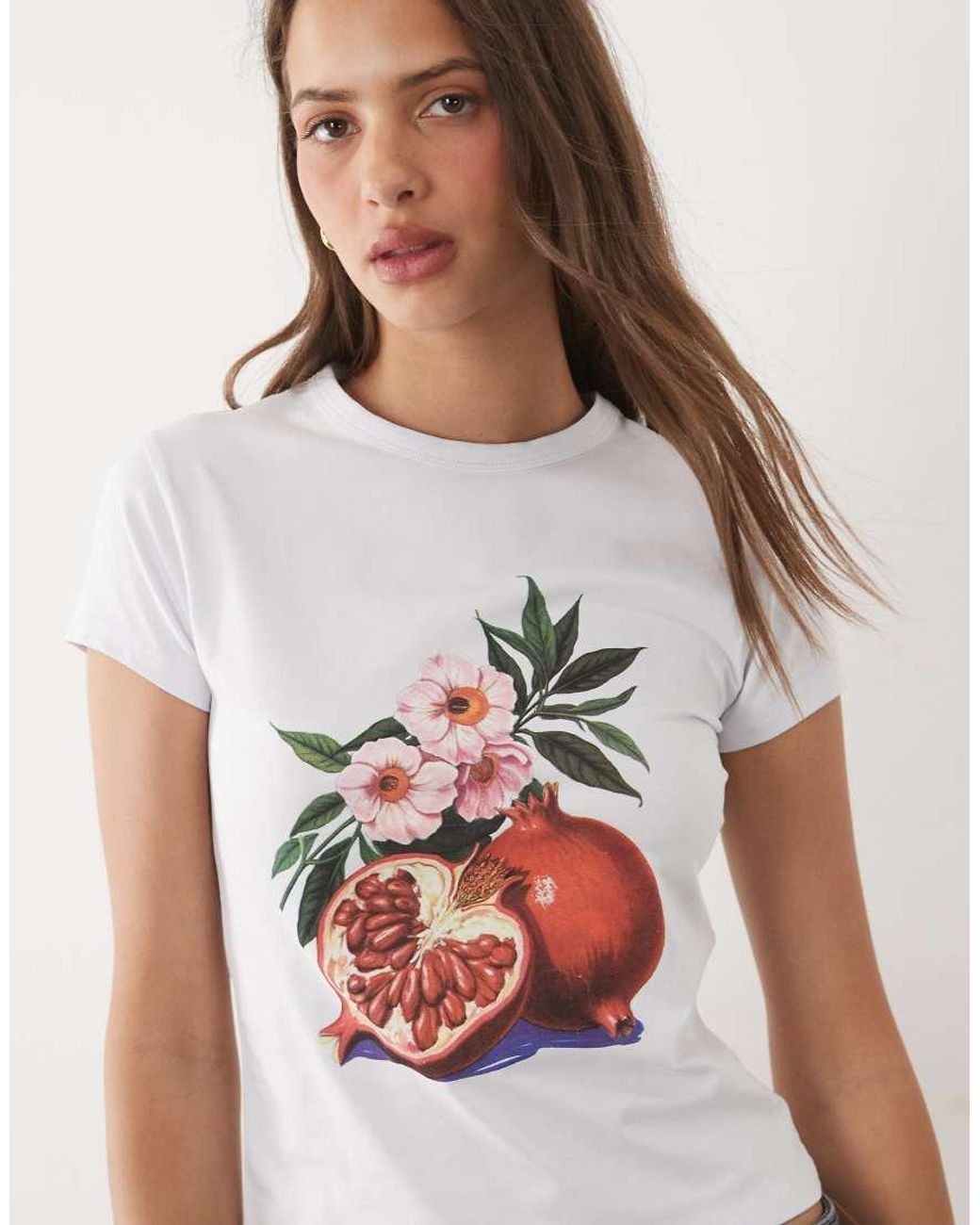 ASOS Multicolor Baby Tee With Vintage Pomegranate Graphic