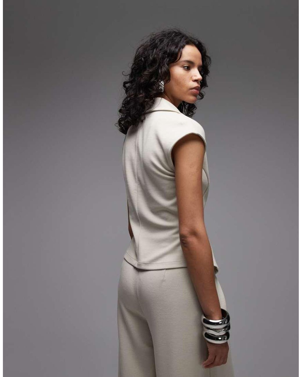 ASOS Gray Jersey Twill Tailored Vest