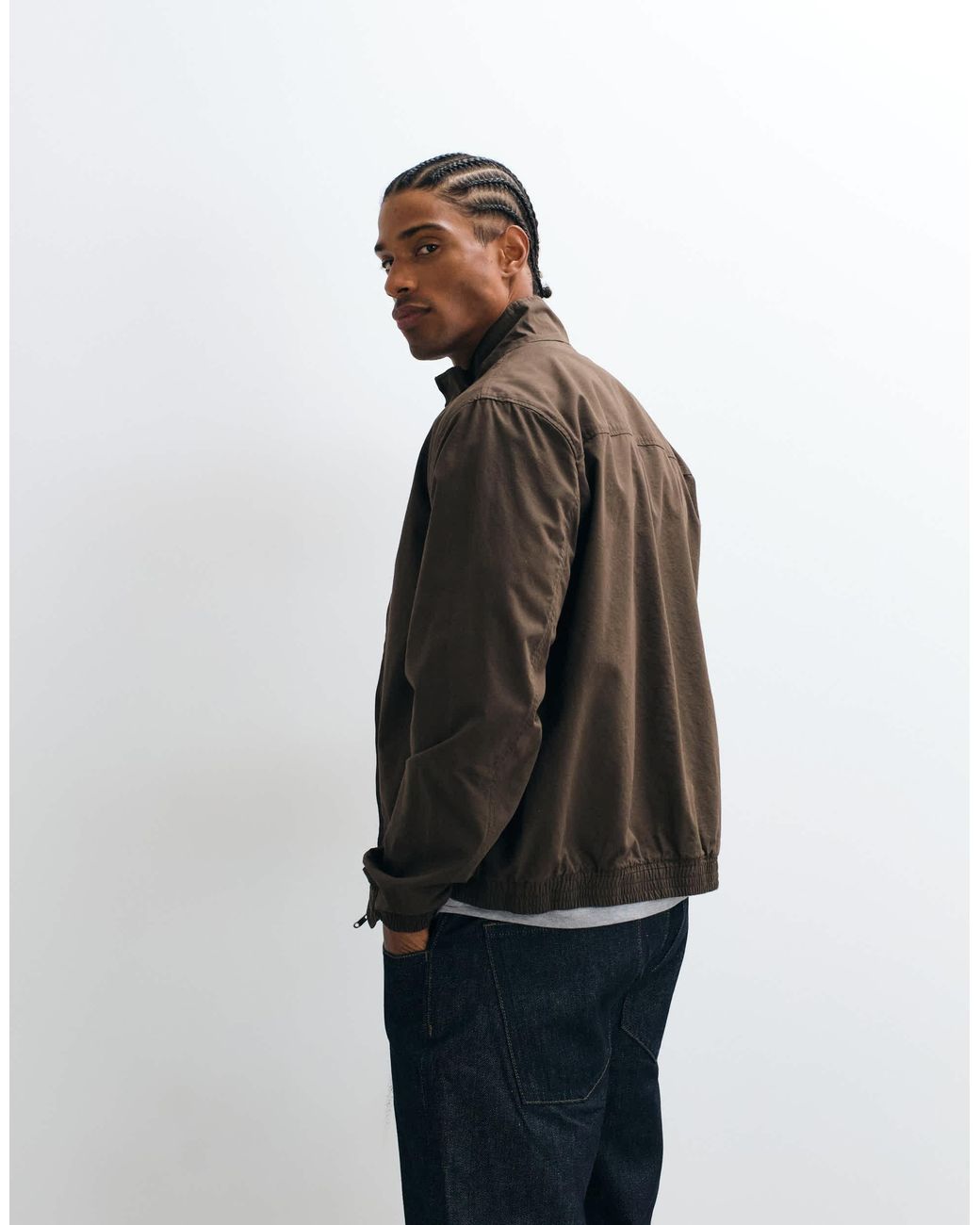 Mango Brown Funnel Neck Jacket for men