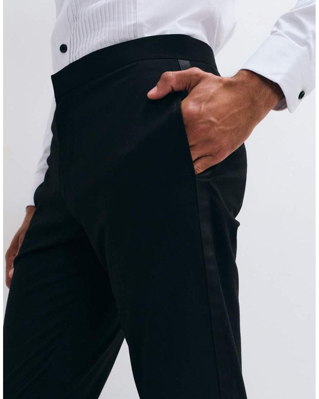 ASOS Black Slim Tuxedo Suit Trouser for men