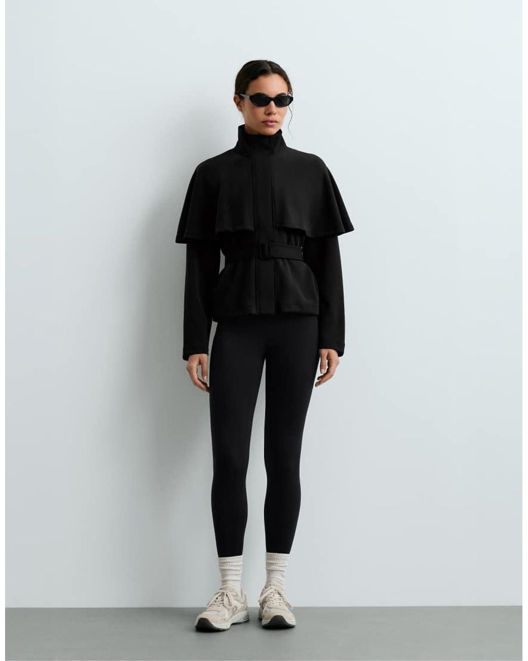 Oysho Black Jacket With Cape Detail And Modal