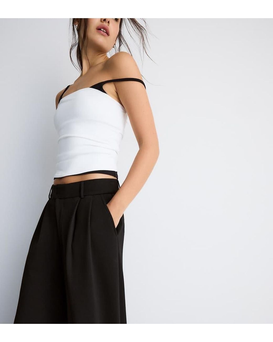 Stradivarius Black Petite Soft-Touch Smart Trousers