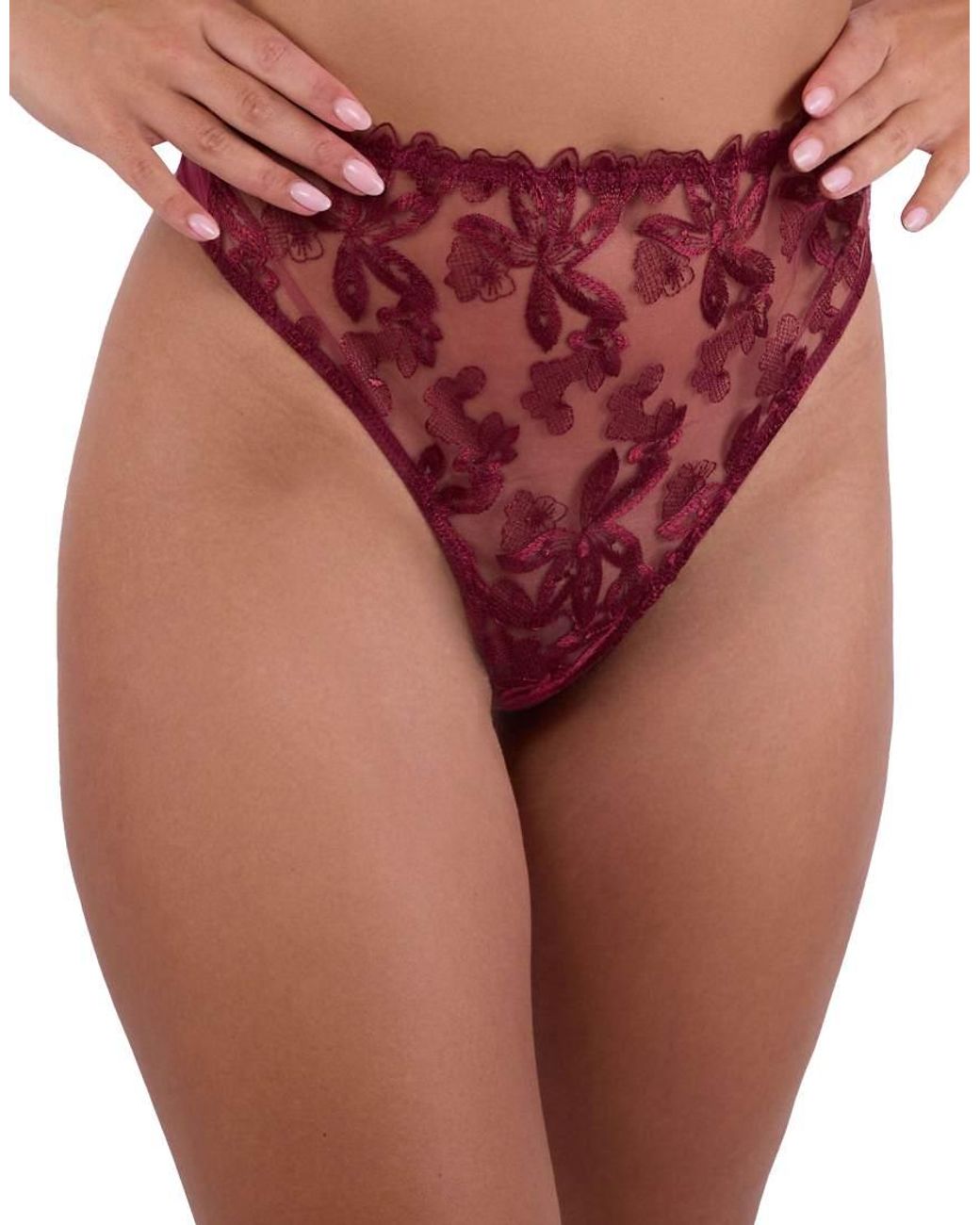 Wolf & Whistle Red Eva Embroidery High Waist Thong