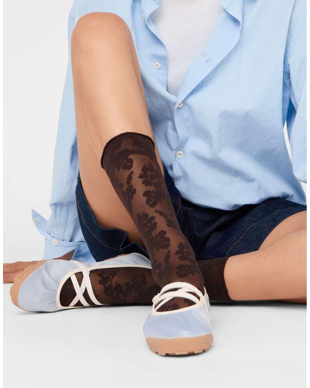 Calzedonia Natural Floral Sheer Socks