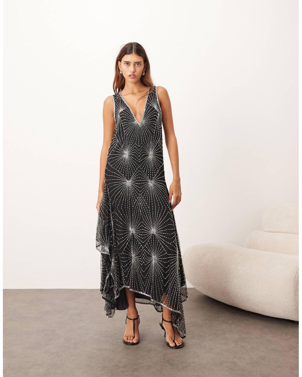 sachin and babi light blue dress Banana-Yellow Rib-Knit Asymmetric Midi Dress