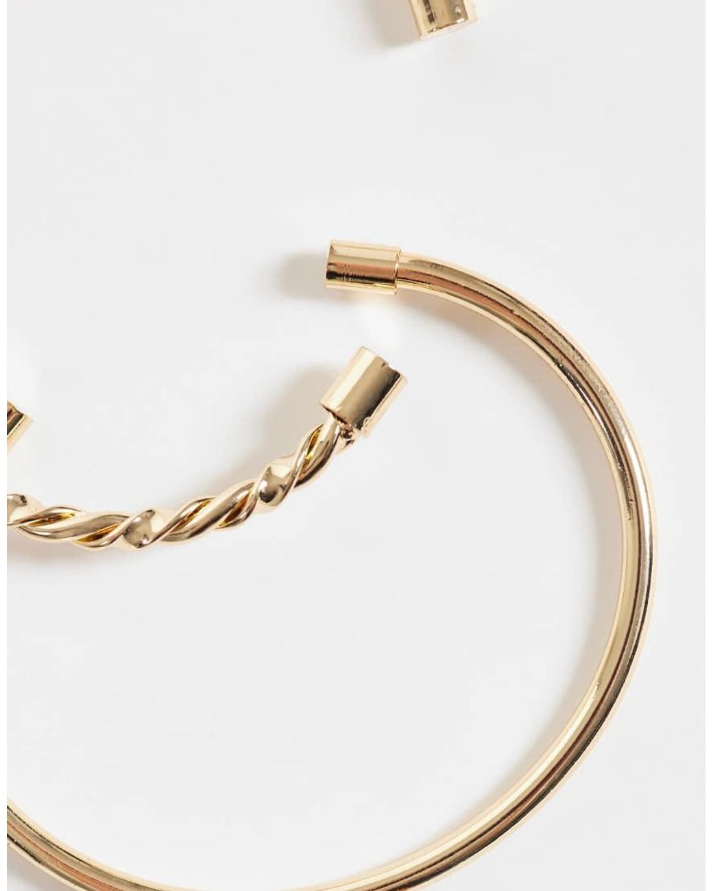 ASOS Natural Pack Of 2 Cuff Bracelets With Plain And Twist Detail
