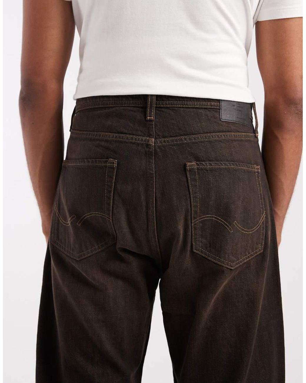 Jack & Jones Black Alex baggy Jeans With Brown Tint for men