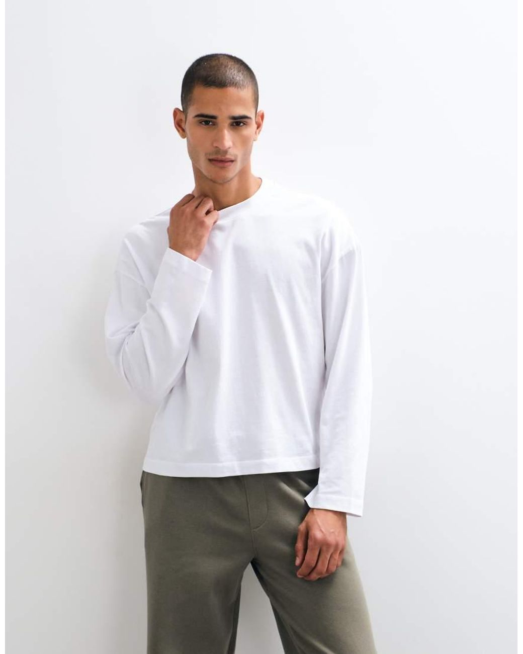 ASOS White Essentials Wide Leg Trackies-green for men