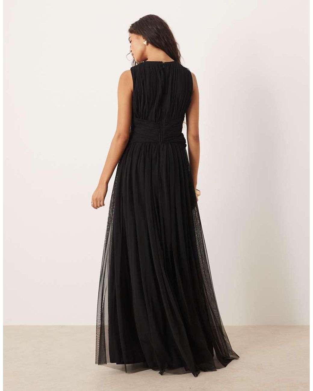 ANAYA Black Sleeveless V Neck Maxi Dress