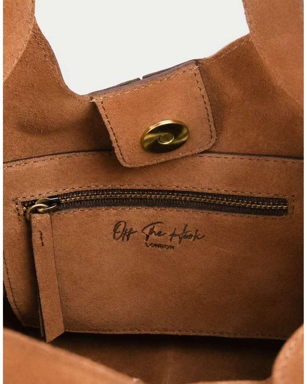OFF THE HOOK Brown Alanis Suede Tote Bag With Shoulder Strap