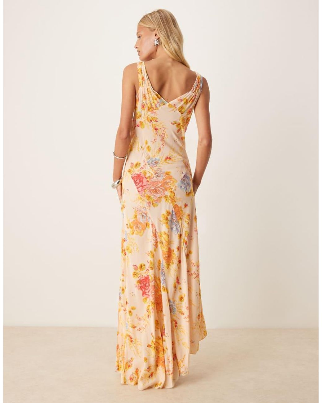 Never Fully Dressed Natural Satin Slip Maxi Dress