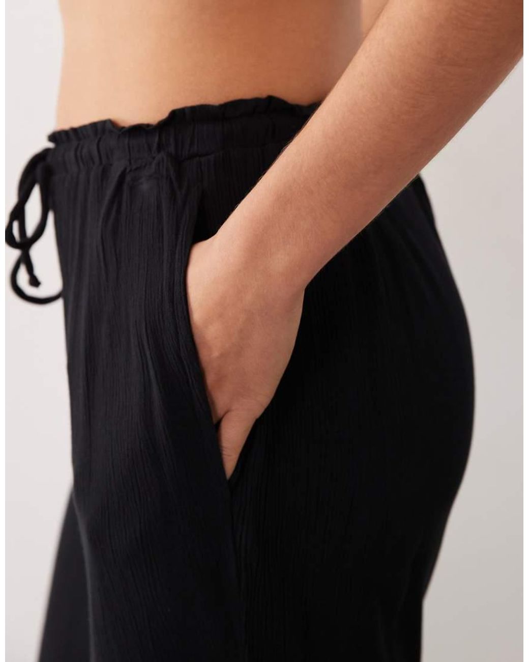 Brave Soul Black Textured Beach Trousers