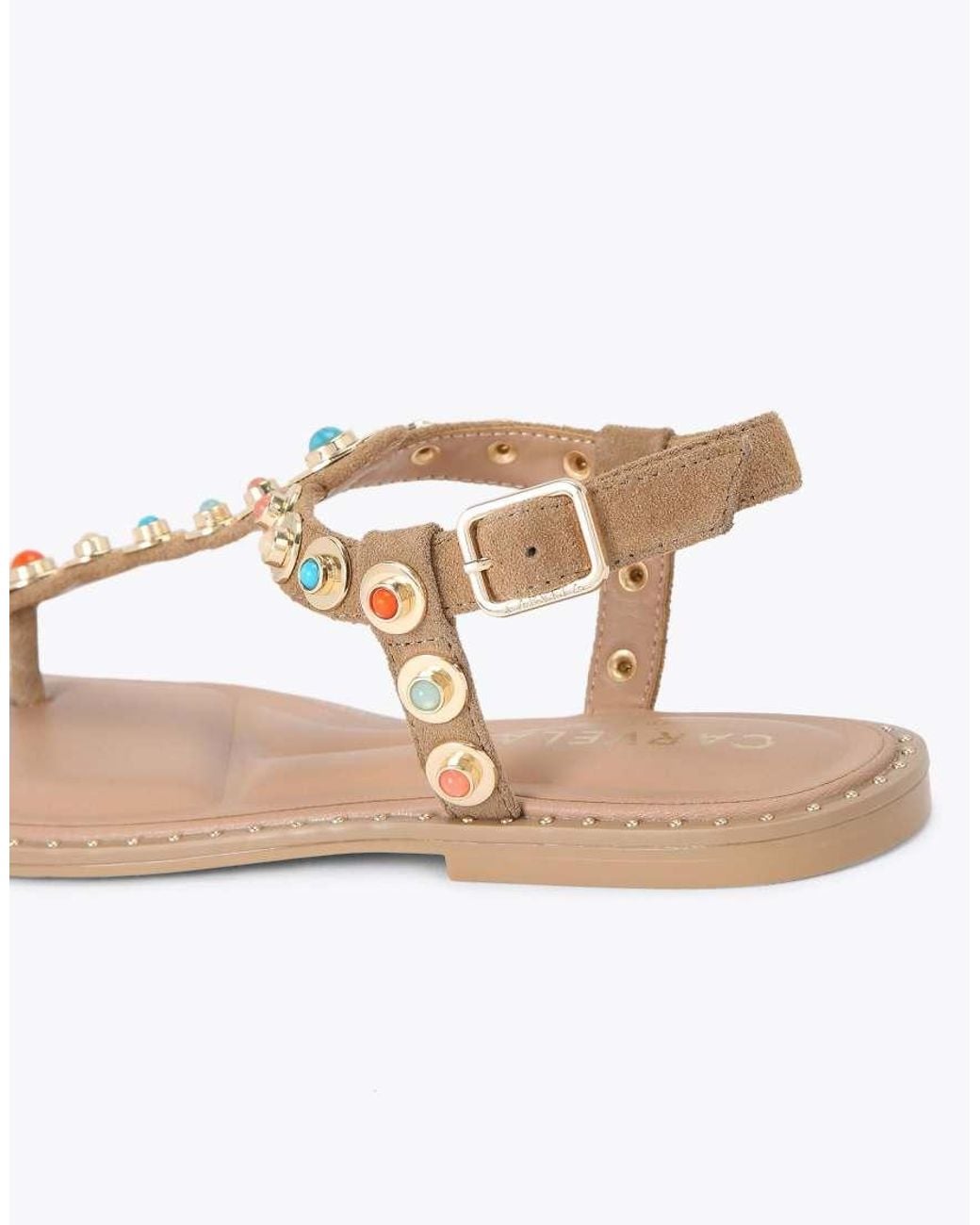 Carvela Kurt Geiger Natural Amalfi T Bar Sandal Flat Sandals