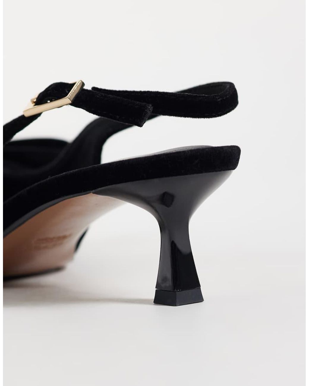 ASOS Black Stardust Bow Detail Slingback Kitten Heels