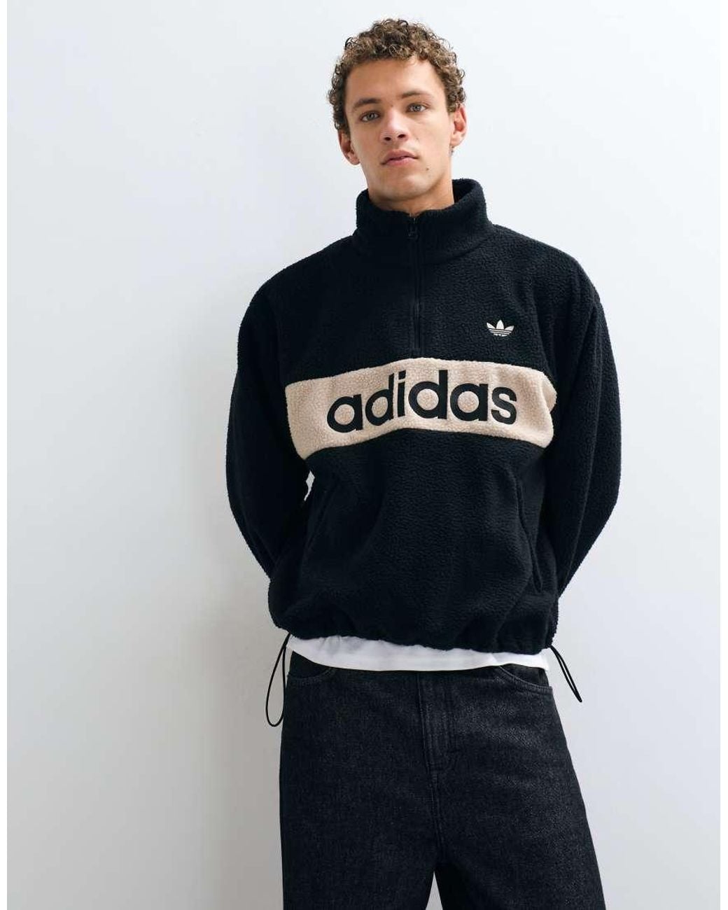 Adidas Originals Blue Large Logo Pullover Fleece for men