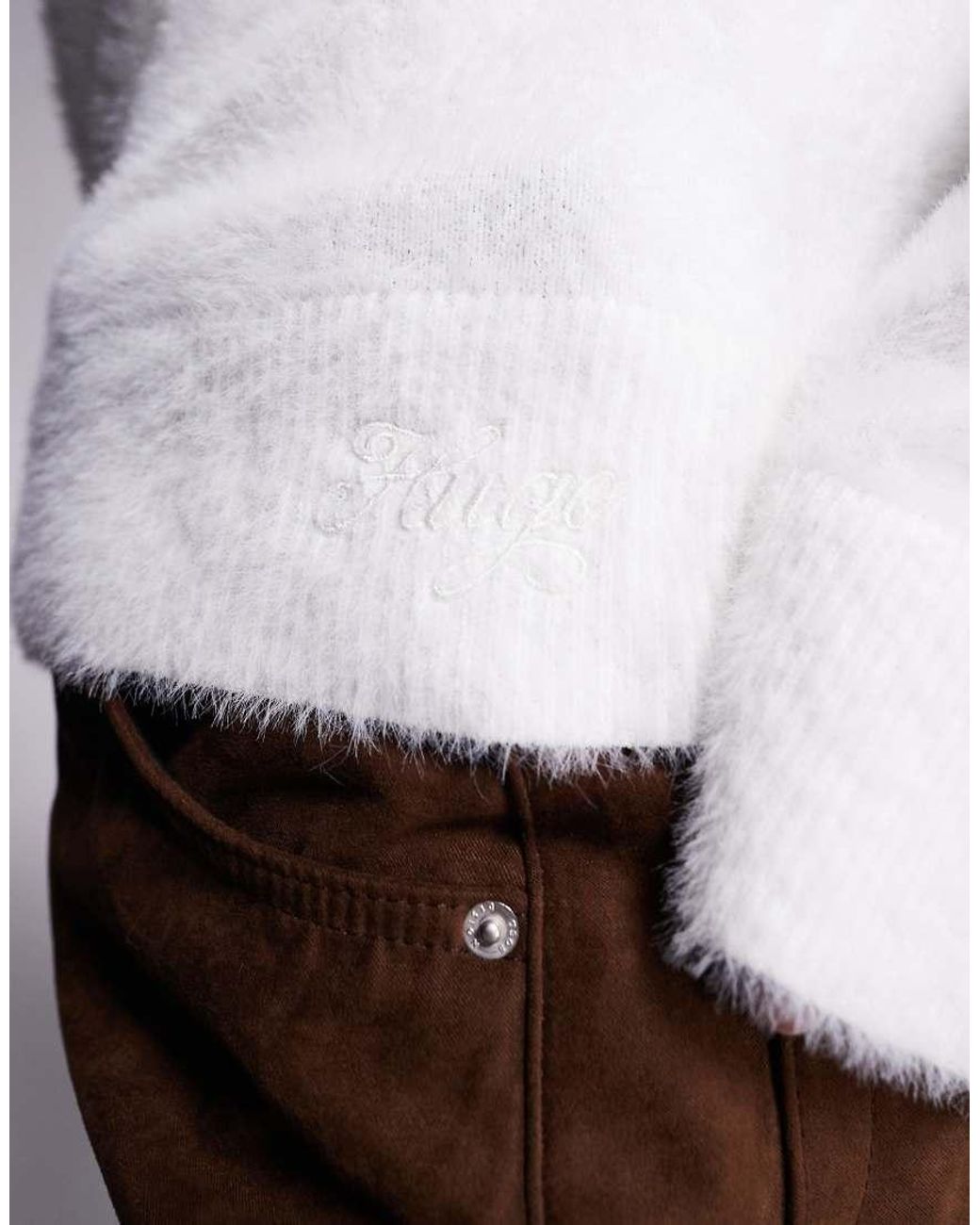 HUGO White Sfurryna Super Soft Fluffy Knit Jumper