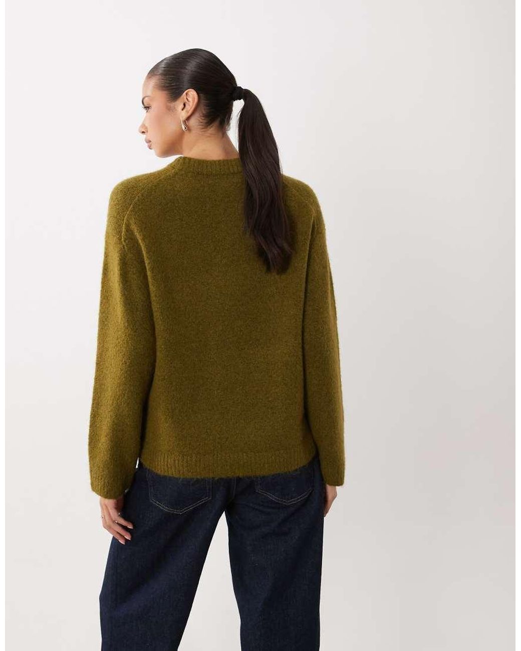 Gina Tricot Green Crew Neck Knitted Wool Alpaca Jumper