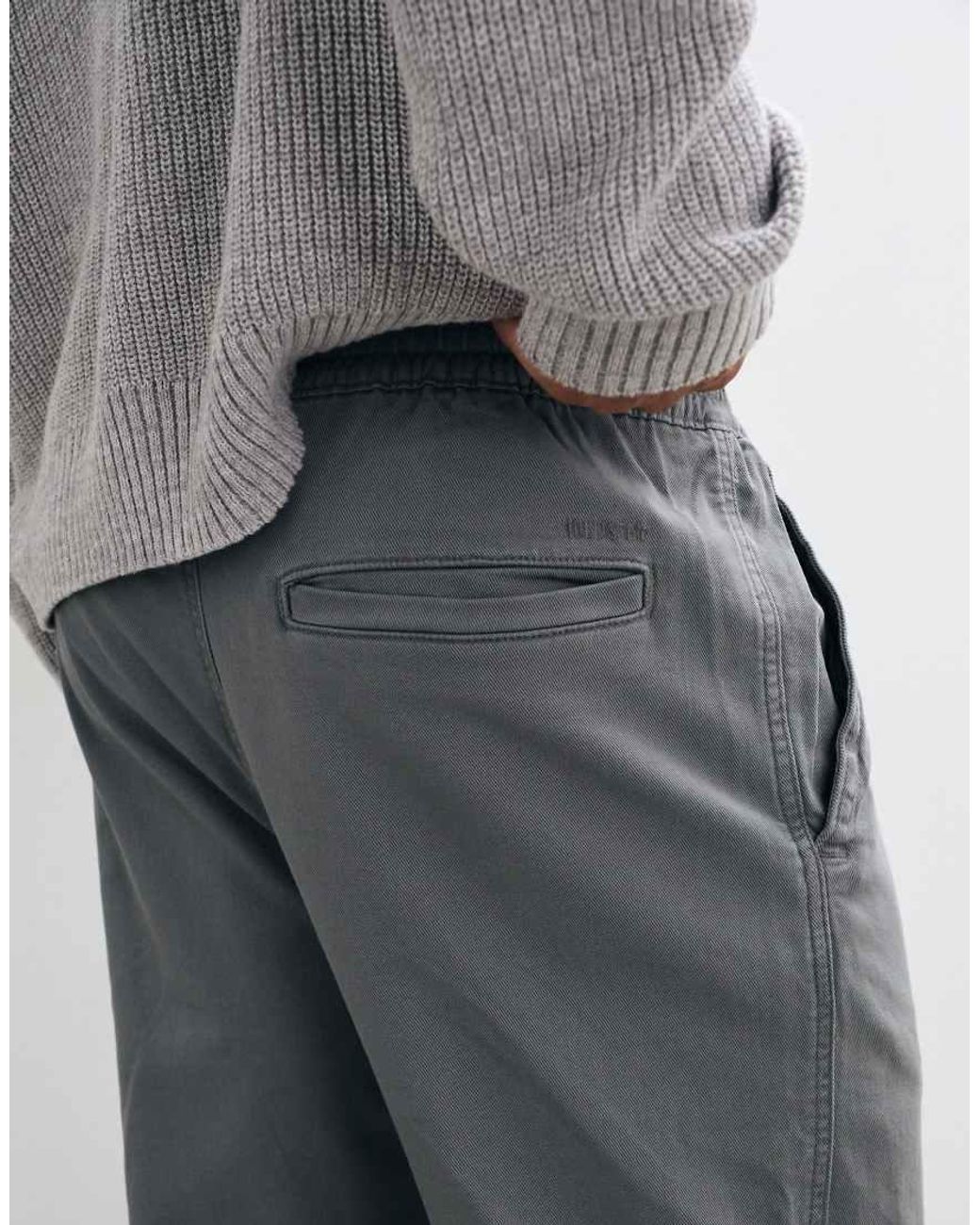 Hollister Gray Loose Fit Pull On Trousers for men