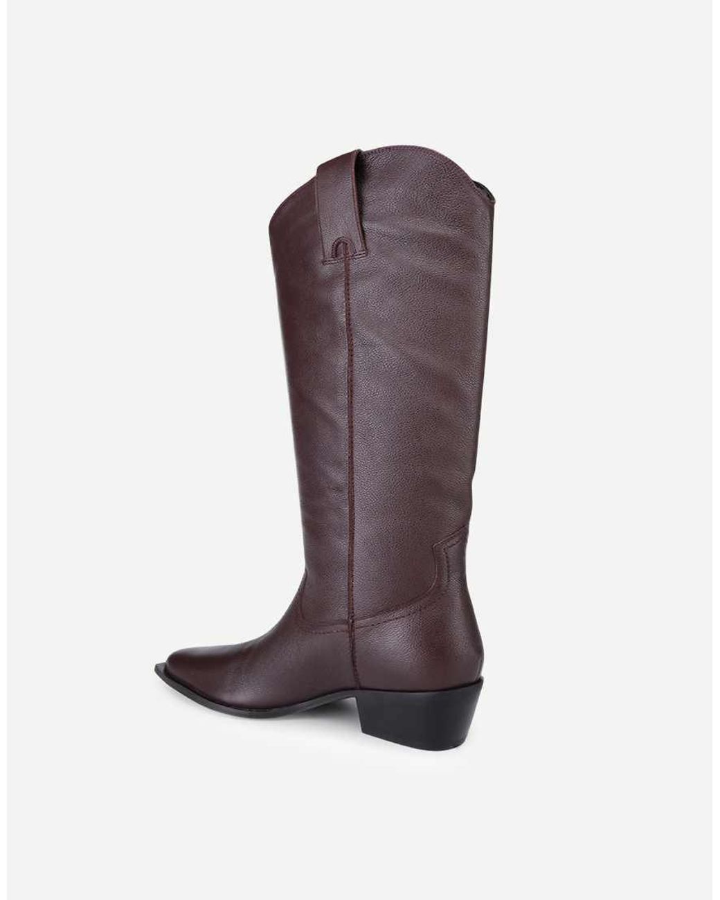 OFF THE HOOK Brown Skye Leather Western Knee-High Boots