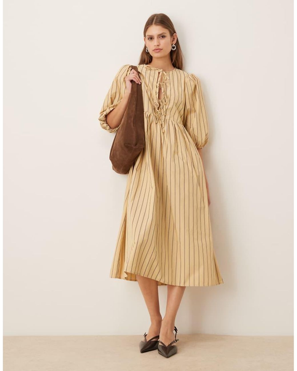 Glamorous Natural Tie-Front Midi-Dress