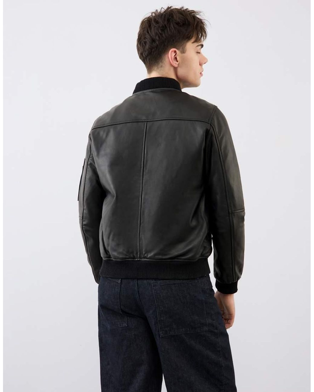 Bolongaro Trevor Black Real Leather Ma1 Max Bomber for men