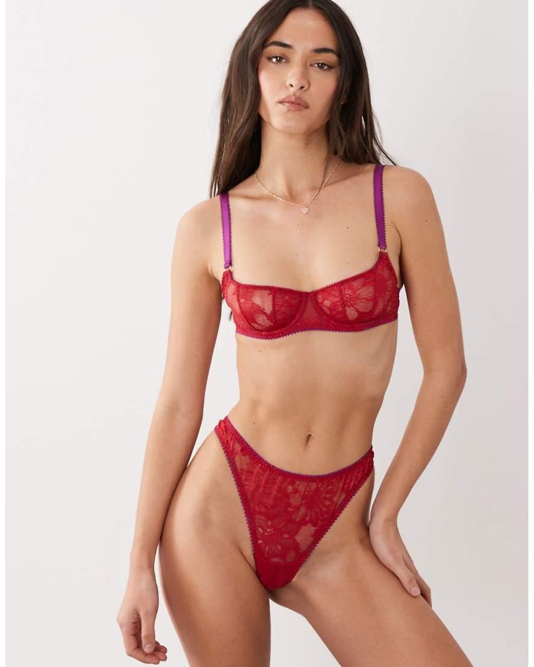 Dora Larsen Red Ruben All Over Lace Underwi Bra