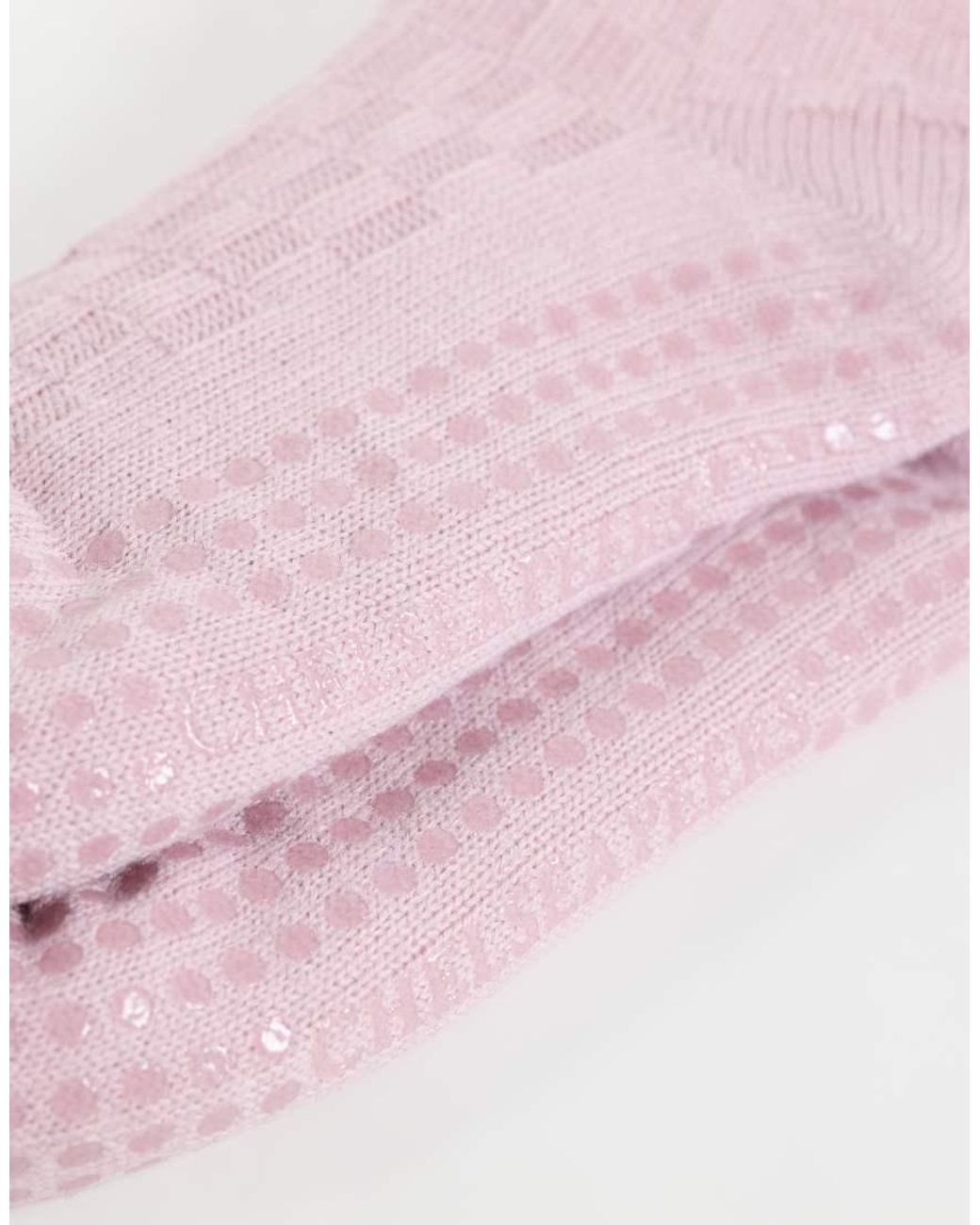 Chelsea Peers Pink Borg Trim Tie Detail Grip Slipper Socks