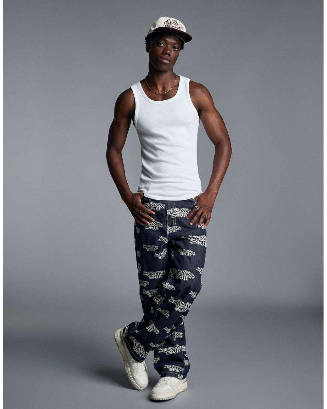 Bershka Gray Jacquard Trousers for men