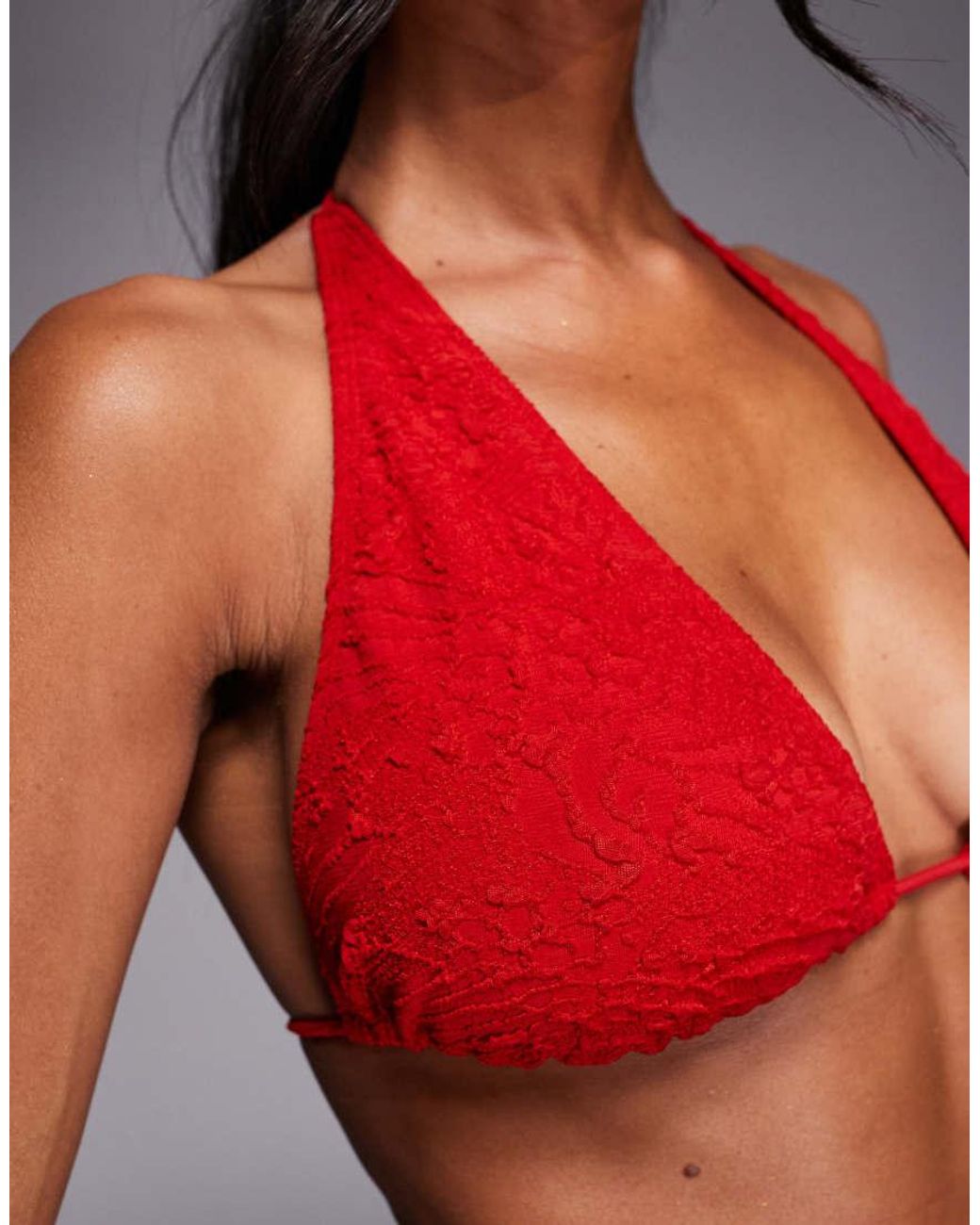 ASOS Red Fuller Bust Cassi Seychelles High Apex Triangle Bikini Top