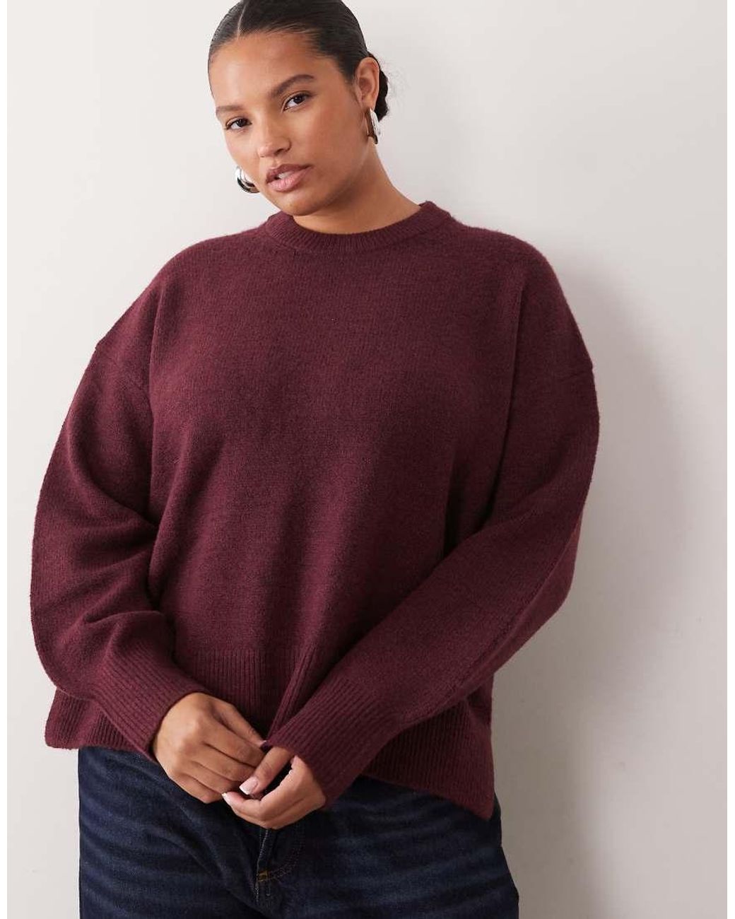 ASOS Red Asos Design Curve Relaxed Jumper With Side Split Detail