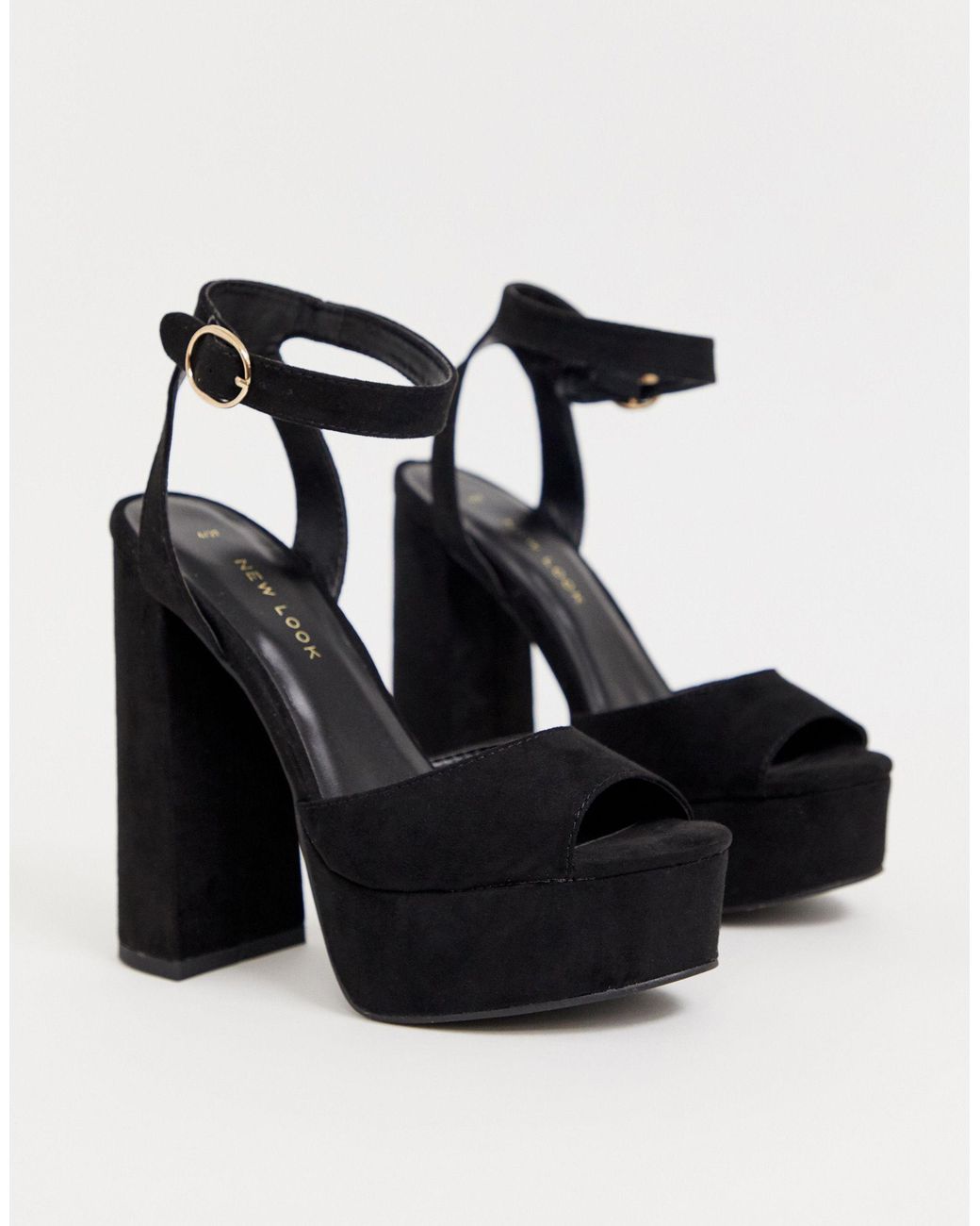 Buy New Look Suedette Tie Up Heeled Sandals - Black | Nelly.com