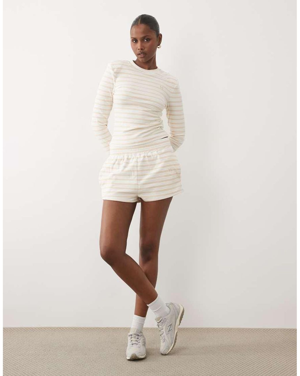 Wanderdoll Natural Frankie Premium Jersey Long Sleeve Crew Neck Top Co-Ord
