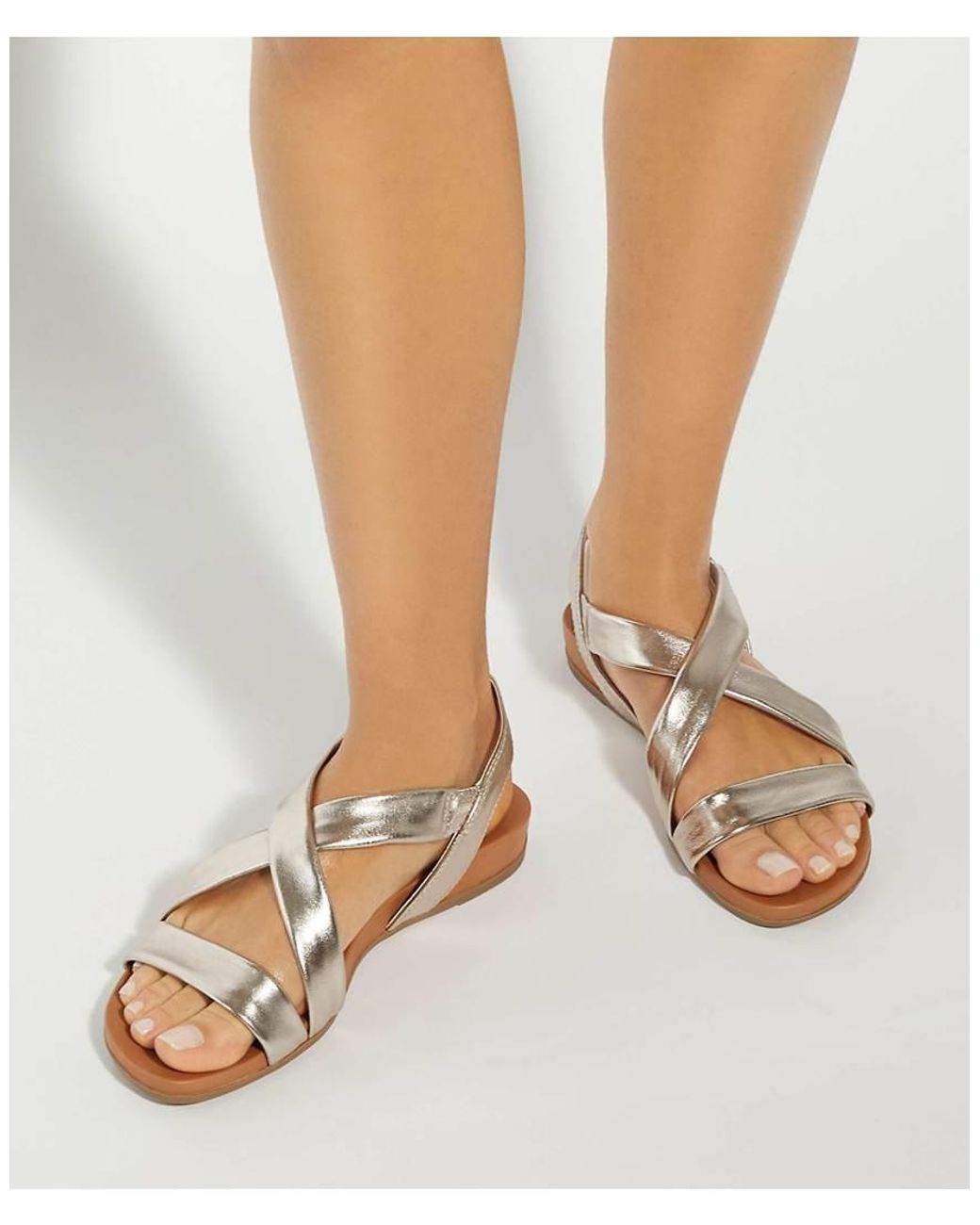 Dune White Landies Flat Sandals