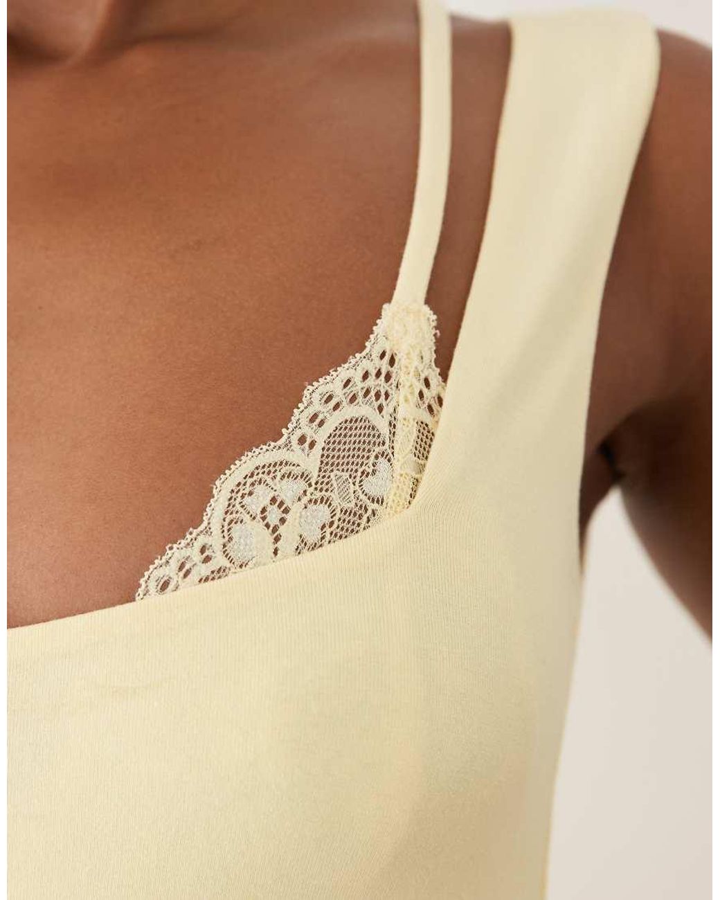 Oh Polly Natural Modal Lace Bralette Detail Midi Dress