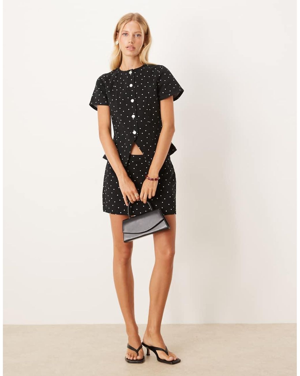 ASOS Black Denim Button Up Short Sleeve Top