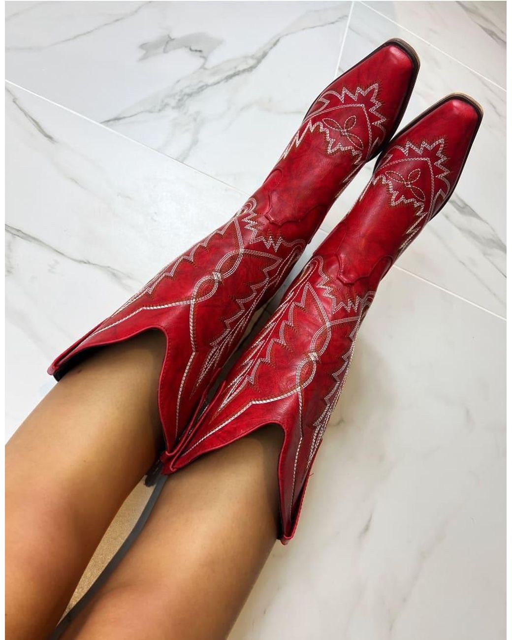 GIA STUDIOS Red Cowboy Western Boots