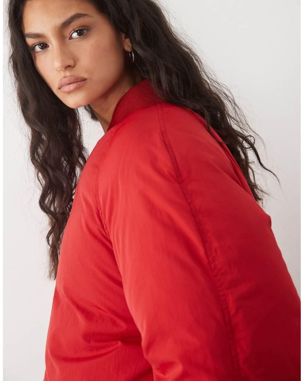 Mango Red Padded Bomber Jacket