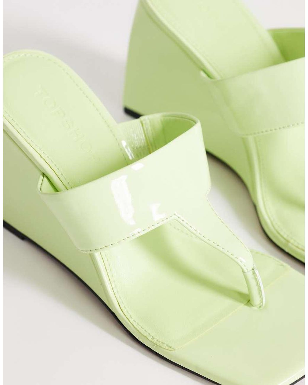 TOPSHOP Metallic Archer Toe Thong Wedge Heels