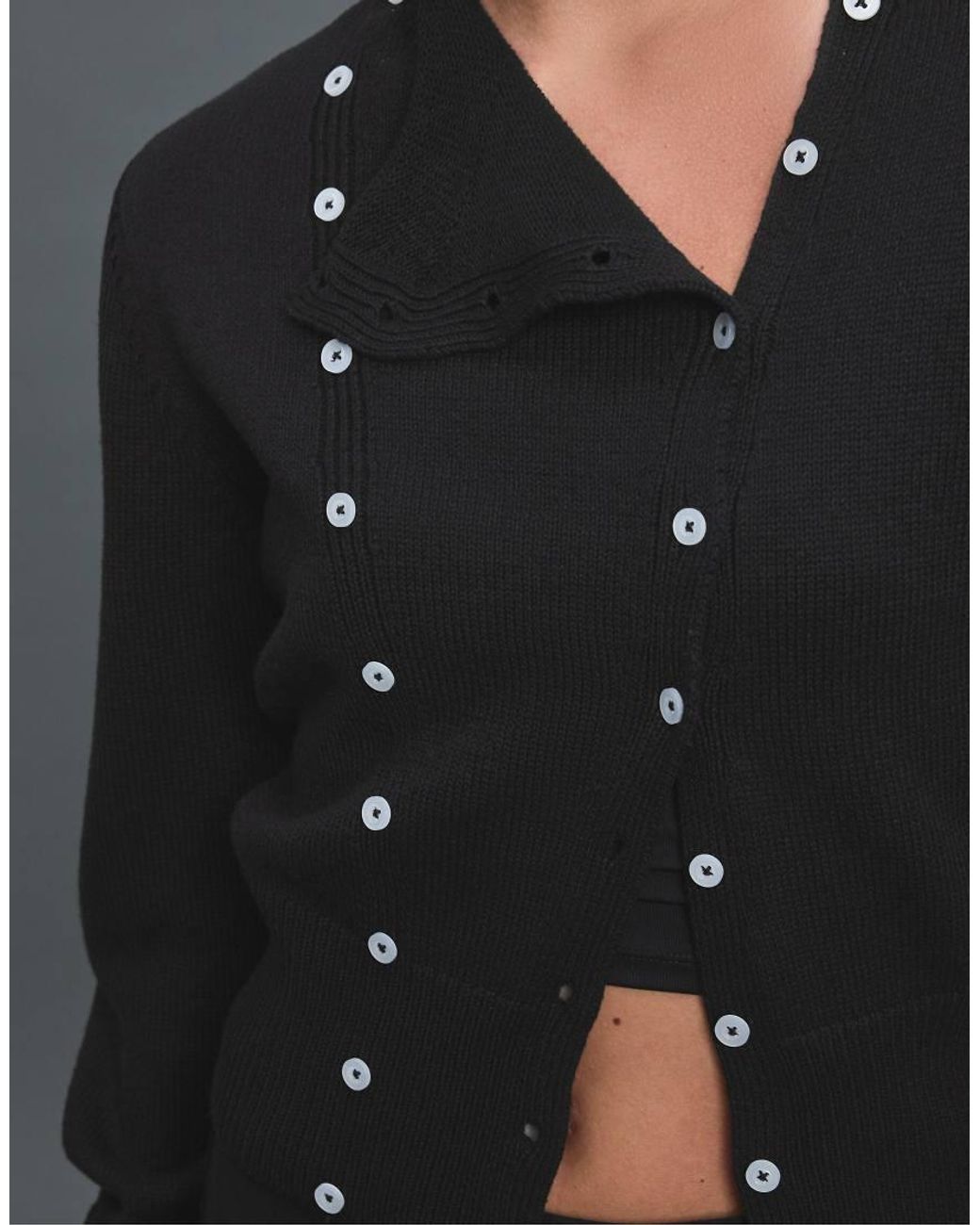 Stradivarius Black Double-breasted Knit Jumper