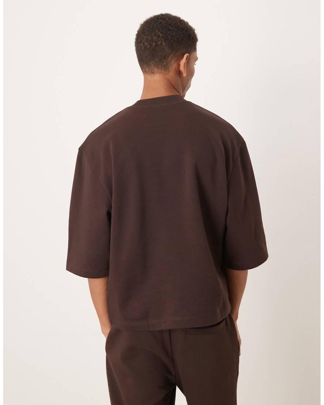 ASOS Brown Relaxed 3/4 Sleeve Sweat for men