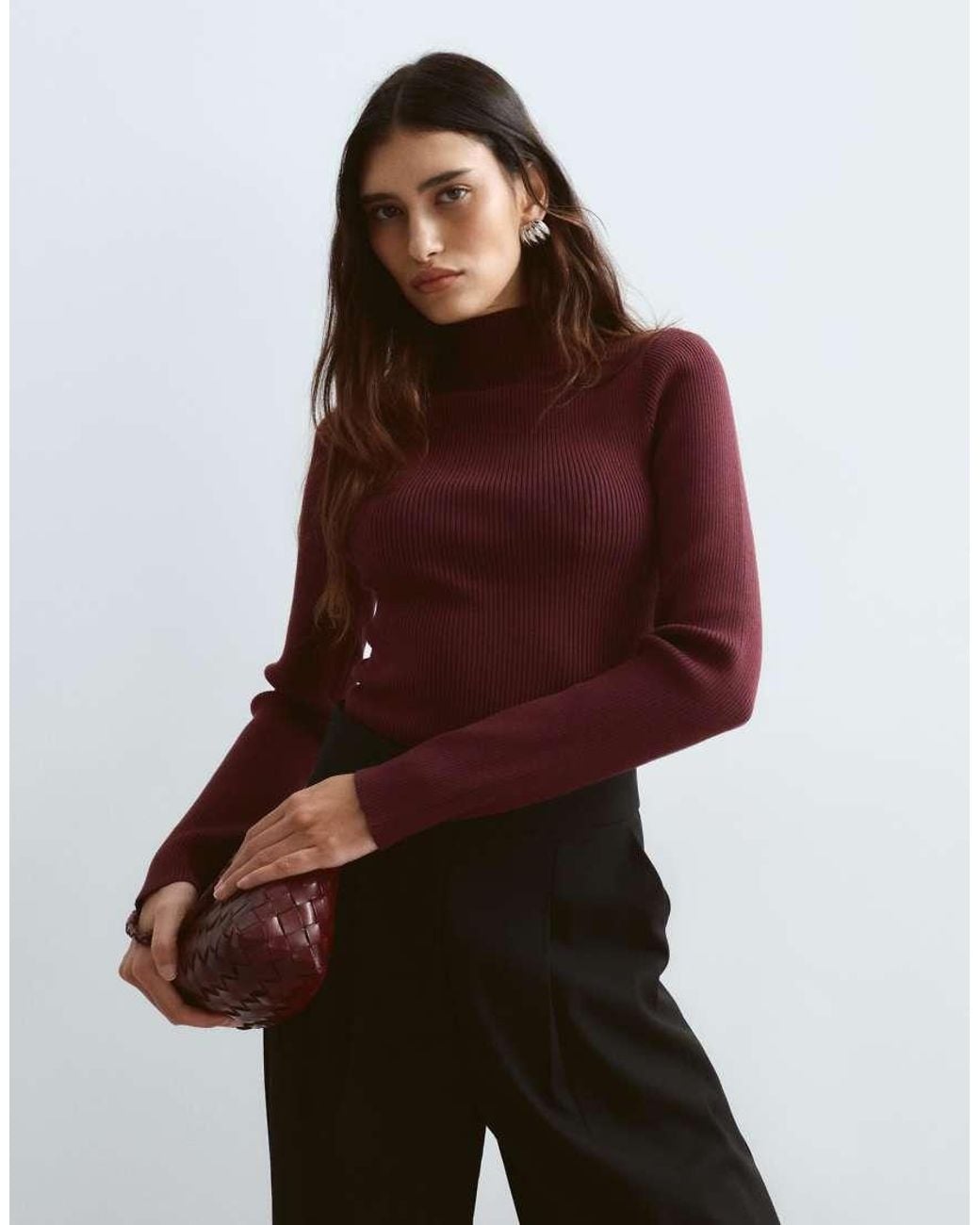 ARRANGE Red Soft Knit Long Sleeve Bodysuit