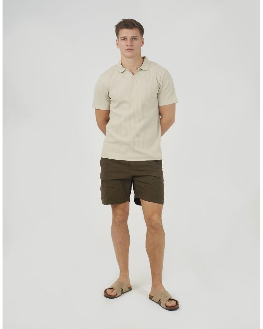 Brave Soul Green Ripstop Cargo Shorts for men