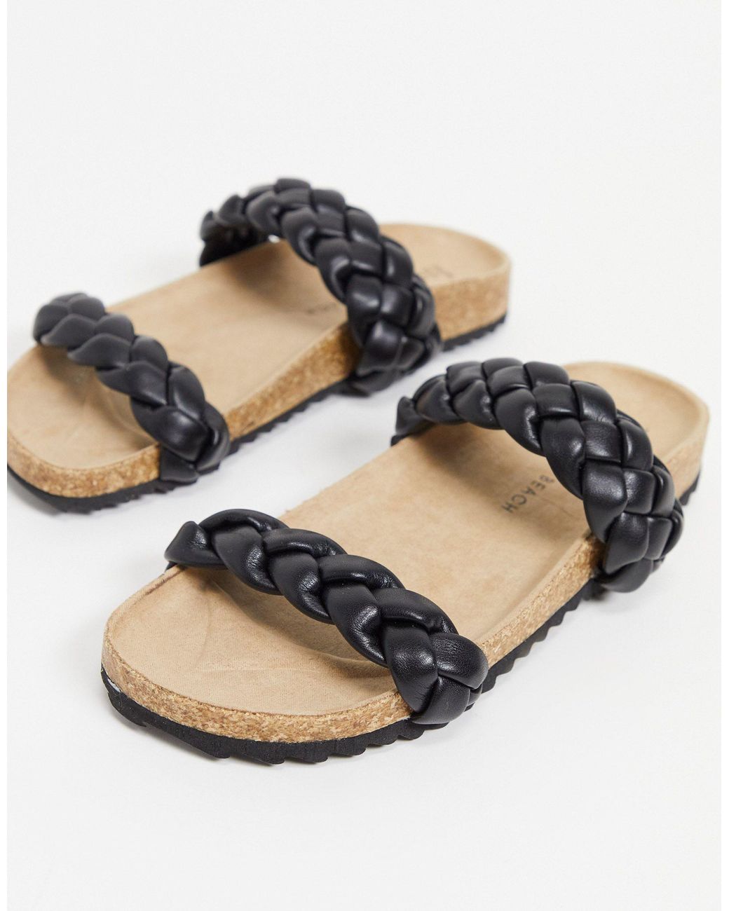 Mace Dames Slippers Zwart led 1 band gevlochten slipper | Van den Assem