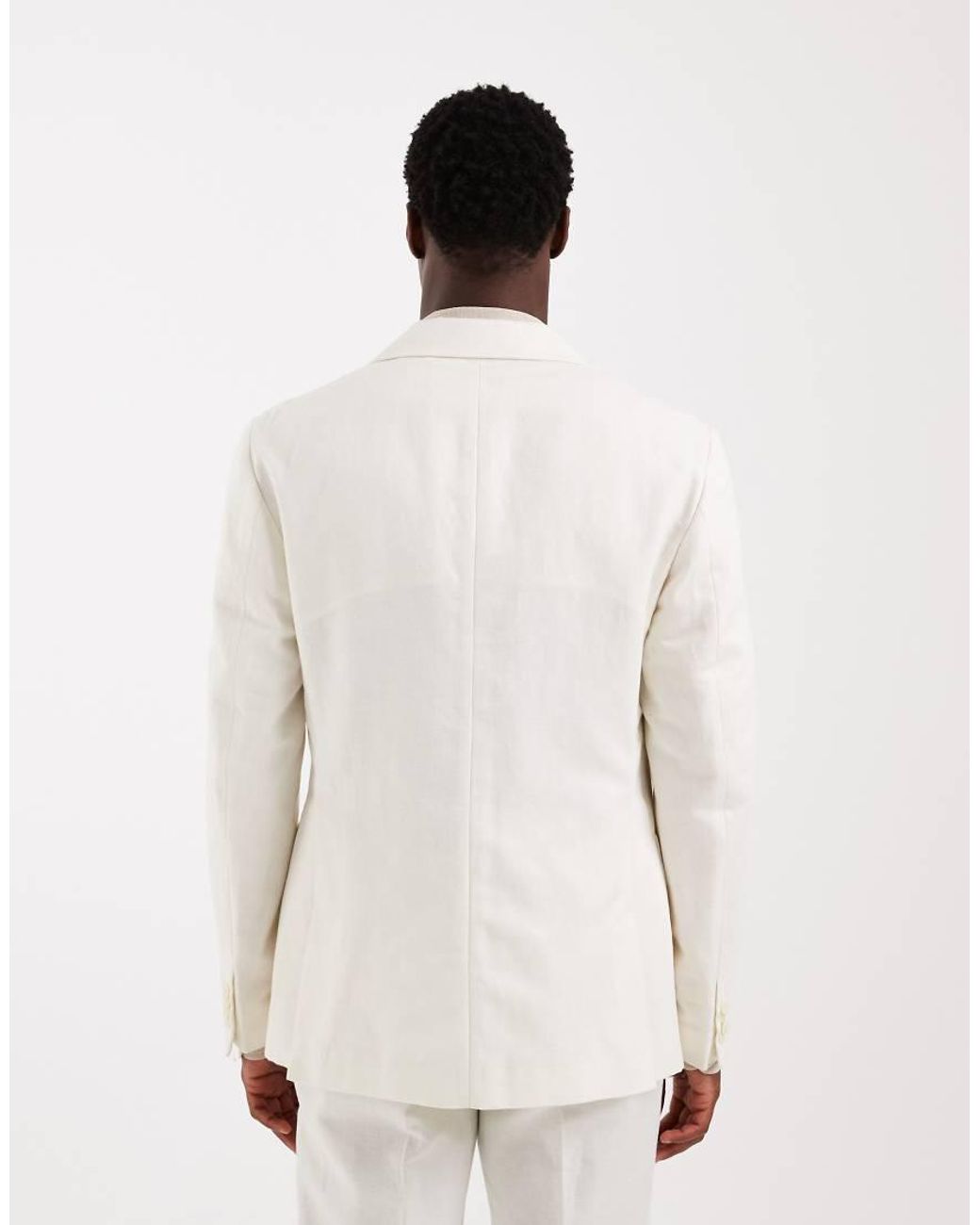 ASOS Natural Mix & Match Linen Rich Slim Suit Jacket for men