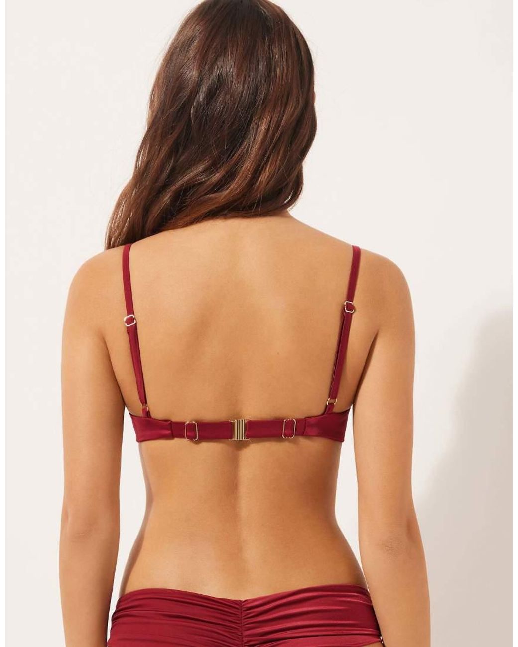 Calzedonia Red Shiny Satin Fuller Bust Balconette Bikini Top