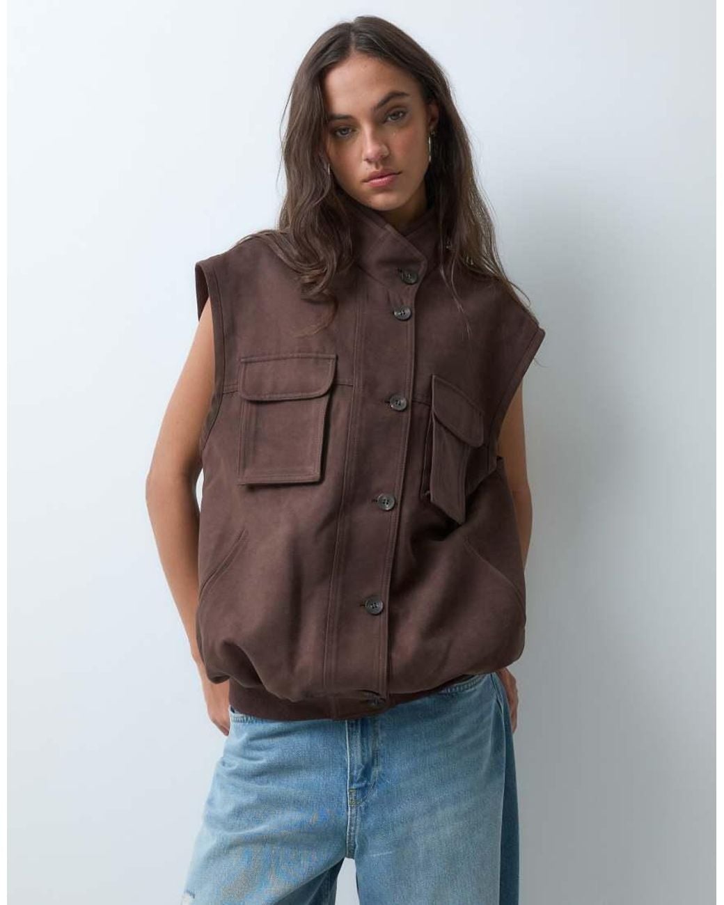 Chaleco Holgado De Suedette En ASOS de color Blue