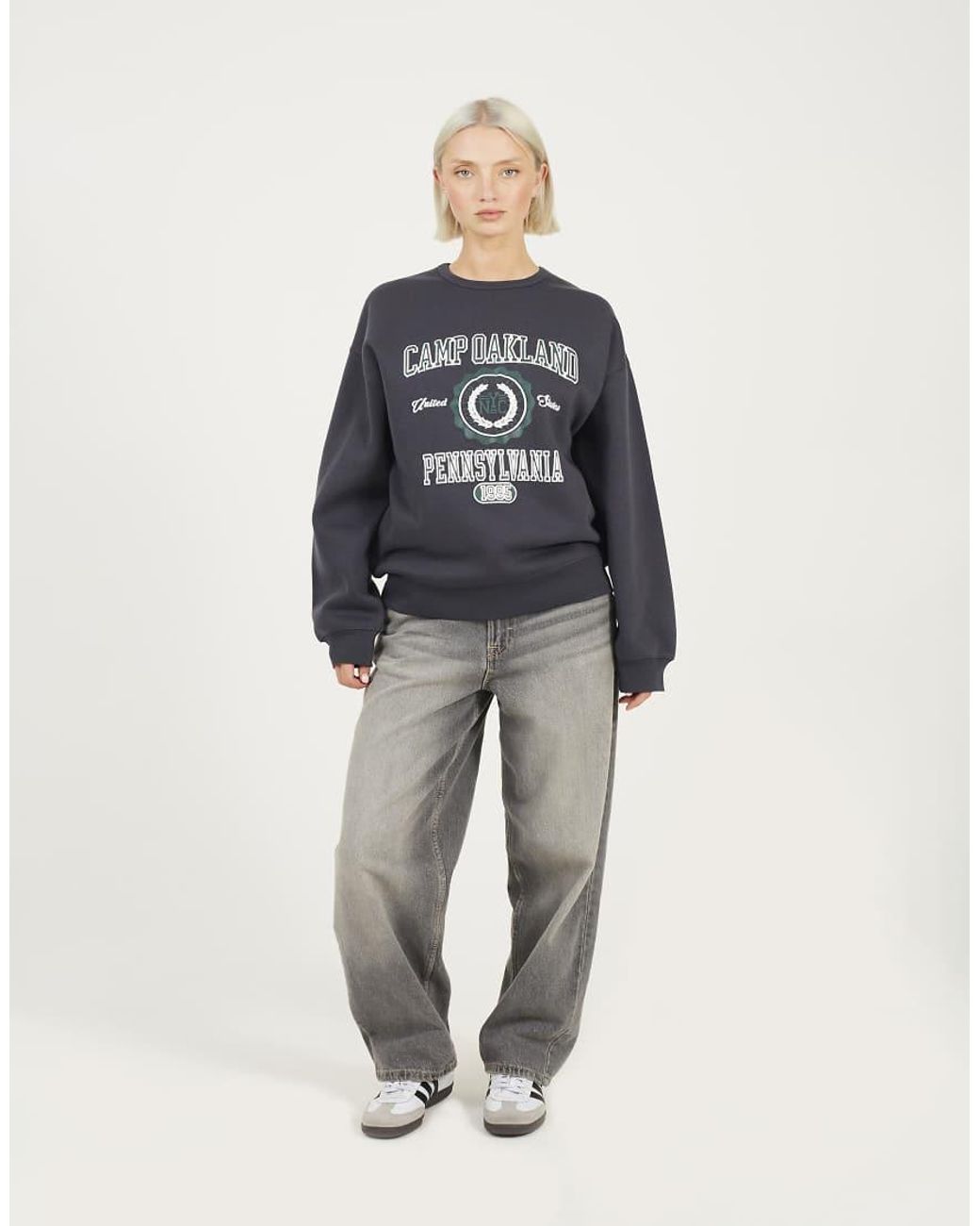 Brave Soul Blue Crew Neck Graphic Print Sweatshirt