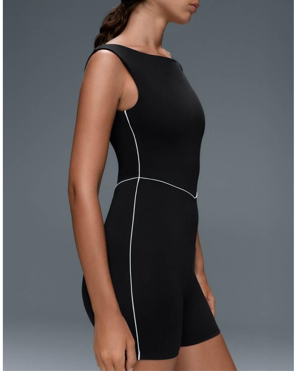 Oysho Gray Comfortlux Piping Short Jumpsuit