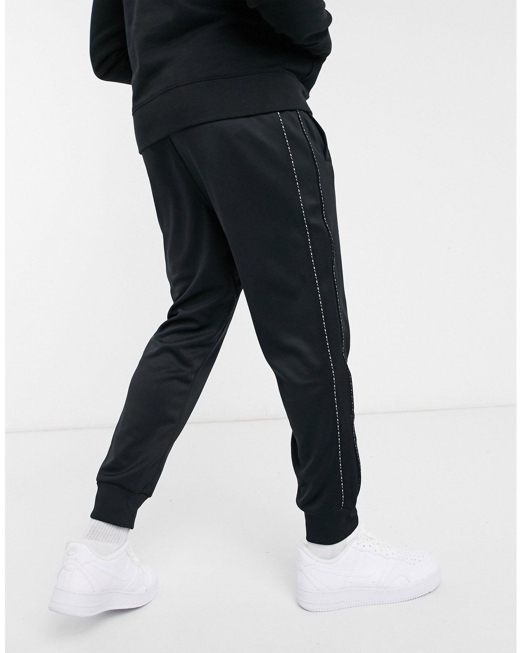 nike repeat pack logo taping crew neck sweat in grey